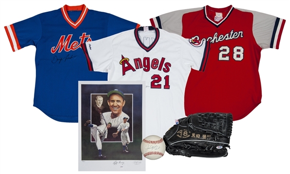 Lot of (6) Signed Baseball Items (3 Jerseys, 1 Photos, 1 Glove, 1 Baseball)(PSA/DNA)
